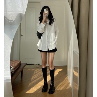 Áo sơ mi nữ form rộng MISOUL dài tay chất liệu cao cấp kiểu dáng trendy, Sơ mi Trắng 104
