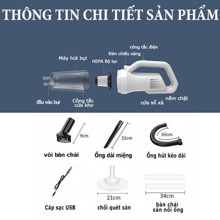 Máy Hút Bụi Không Dây Cầm Tay Đa Chức Năng - Có Thể Hút Bụi Trên Ô Tô,Và Nhà,Công Suất Lớn Làm Sạch Mọi Ngóc Ngách Ver5