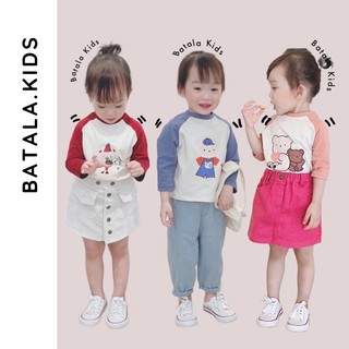 Áo thun dài tay bé trai bé gái Batala kids áo phông thu đông cotton dáng Hàn cho bé từ 10-25kg