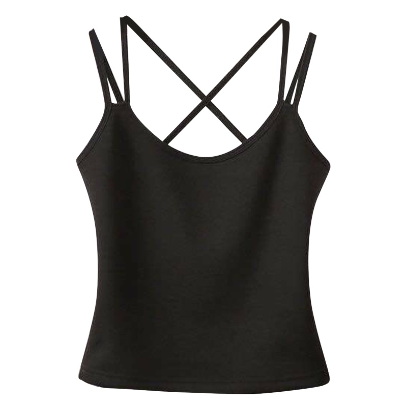 Women's Solid Crop Tops Summer All-matching Camisole for Tank  with Double