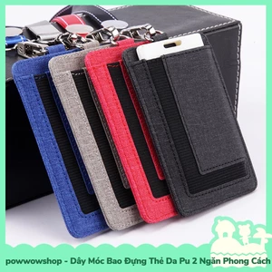 Dây Móc Dài / Ngắn Kèm Bao Đựng Thẻ Nhân Viên Da Pu 2 Ngăn Phong Cách Simple Color Đơn Giản