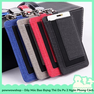 [Sẵn VN - Hỏa Tốc] Dây Móc Dài / Ngắn Kèm Bao Đựng Thẻ Nhân Viên Da Pu 2 Ngăn Phong Cách Simple Color Đơn Giản