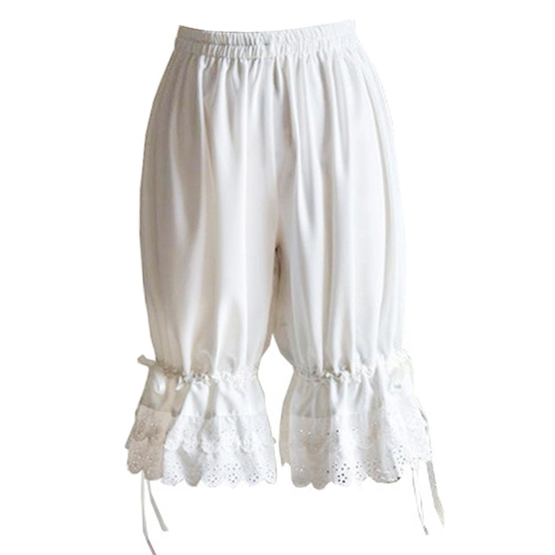 Fashion Quần Short Bloomers Gothic Vintage với Ren Xù và Hem Đèn Lồng Bí Ngô