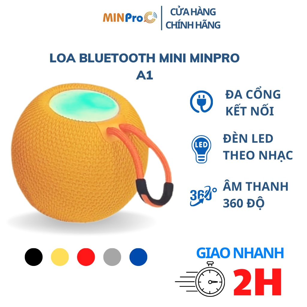 Loa Bluetooth Mini MINPRO A1 - loa nghe nhạc bass mạnh dễ thương có đèn kết nối 5.0
