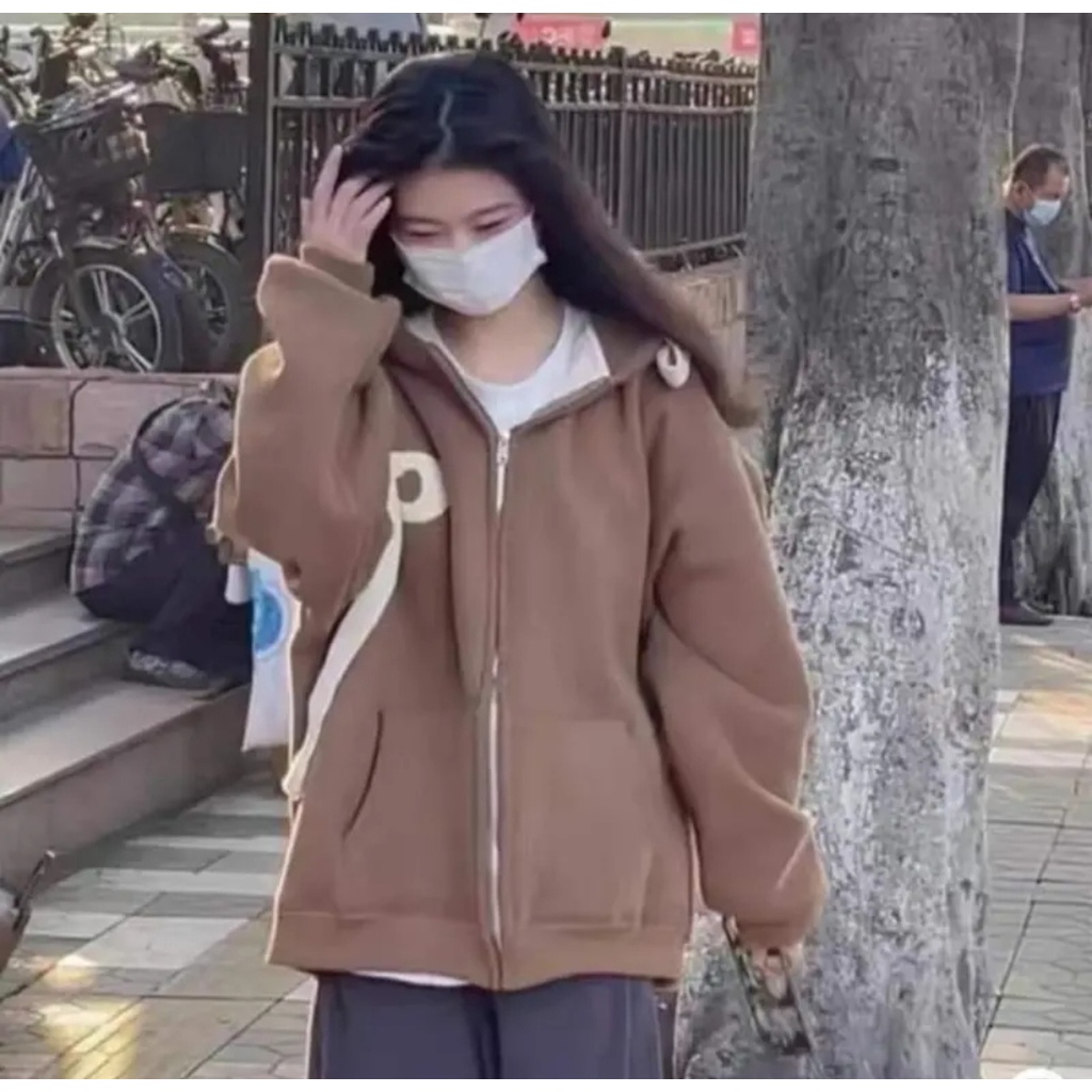 Áo khoác nỉ hoodie chữ C unisex mũ 2 lớp form rộng dày dặn