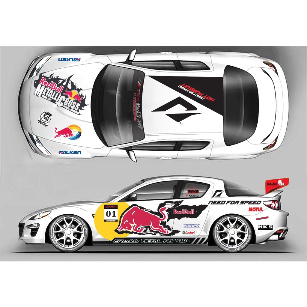 Decan sticker trang trí xe đua 1/10 phong cách RED BULL | Shopee Việt Nam