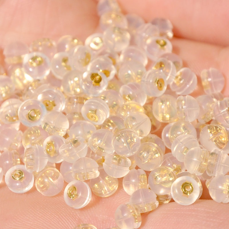 Chốt bông tai bạc bọc silicon (một đôi)
