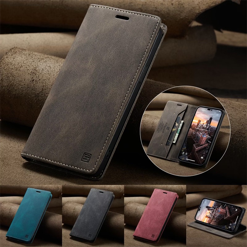 Dành Cho iphone 6 6s 7 8 Plus X XS XR 11 Pro Max SE 2 3 2020 2022 Vintage Flip Cover Mờ Khe Cắm Thẻ Ví Da