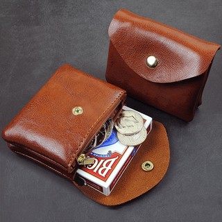 Ví Da PU Hai Ngăn Mini Đựng Thẻ / Tiền Xu Phong Cách Retro Cho Nam Nữ