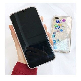 Ốp Điện Thoại Kim Tuyến Nước In Biểu Tượng app iso app icon Cho iphone 7 8 6 6s plus 12 13 mini