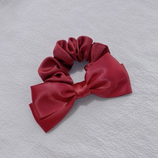 Scrunchies cột tóc nữ lụa cao cấp đính nơ xinh xắn nhiều màu