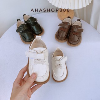 Size 21-26 Giày Tây Oxford Mũi Tròn Bo Viền Quai Dán Style Công Tử Cho Bé Trai Từ 1-4 Tuổi K170