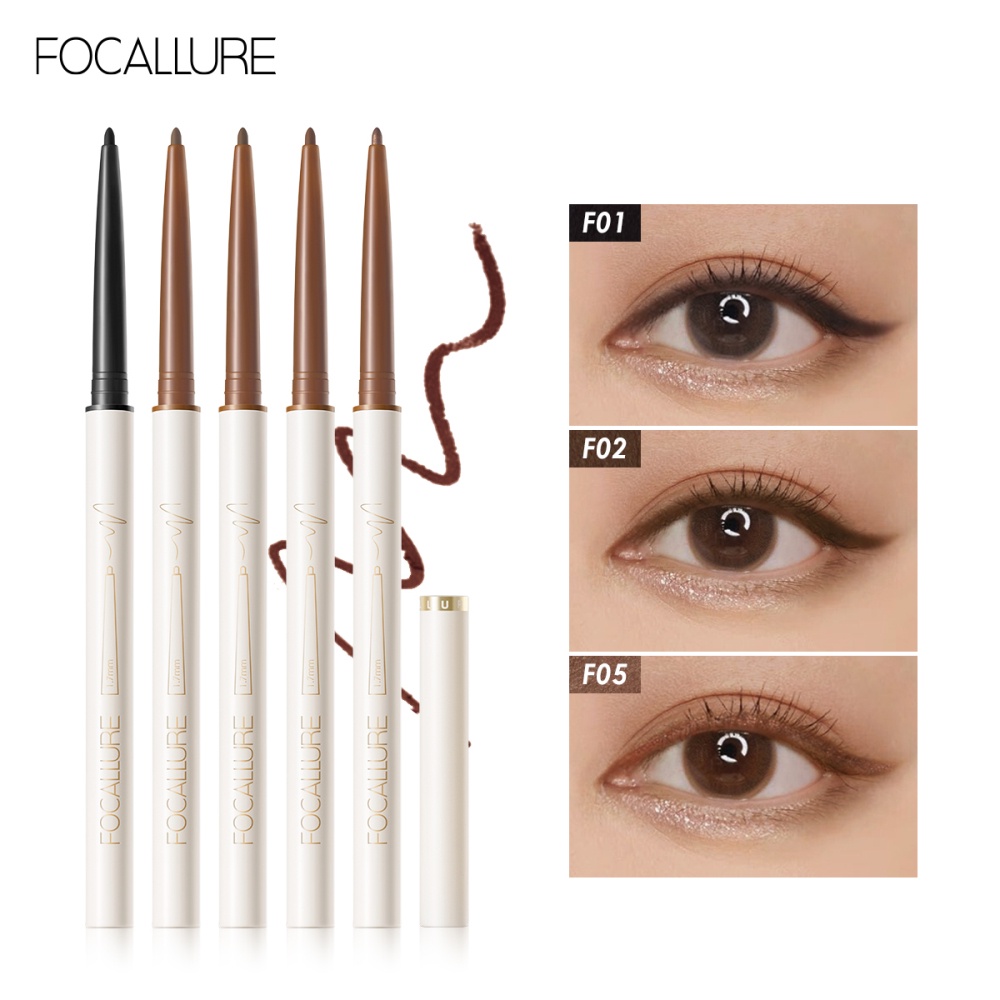 Ảnh Bút chì Gel kẻ mắt Focallure 1.7mm Chống thấm nước siêu mỏng #ConfidenceHalo Mềm mại lâu trôi Sắc tố cao Matte & Shimmer Makeup Beauty 2
