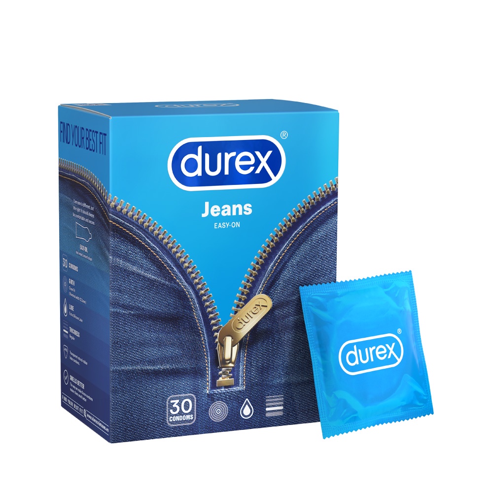 Ảnh Bao cao su Durex Jeans cơ bản, bôi trơn, size 52.5mm, hộp 30 bao 1