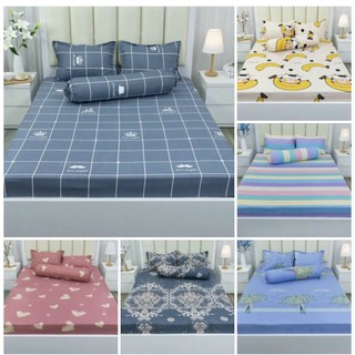 Ga gối cotton poly, ga kèm gối cotton bo chun bọc đệm size 1m6 và 1m8 nhiều mẫu tặng kèm 1 vỏ ôm cùng mầu hàng xưởng