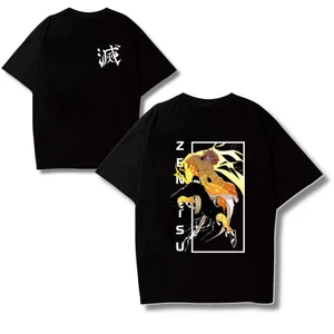 Áo thun unisex nam nữ form rộng in hình Zenitsu 2 mặt Thanh gư.ơm diệt quỷ Demon Slayer chất vải mềm mịn