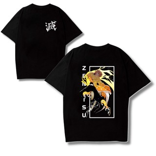 Áo thun unisex nam nữ form rộng in hình Zenitsu 2 mặt Thanh gư.ơm diệt quỷ Demon Slayer chất vải mềm mịn