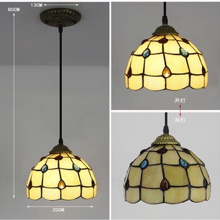 Đèn treo mặt dây chuyền thủy tinh màu Dia 8 Inch Hoa hồng hoa phượng hoàng họa tiết đuôi treo đèn