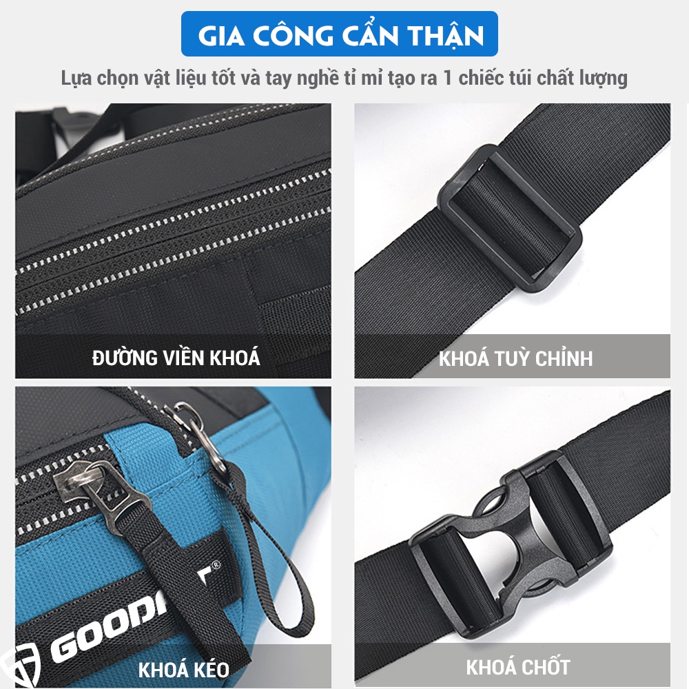 Túi chạy bộ đeo hông, đeo chéo, đai đeo chạy bộ chống nước cao cấp chính hãng GoodFit GF115RB