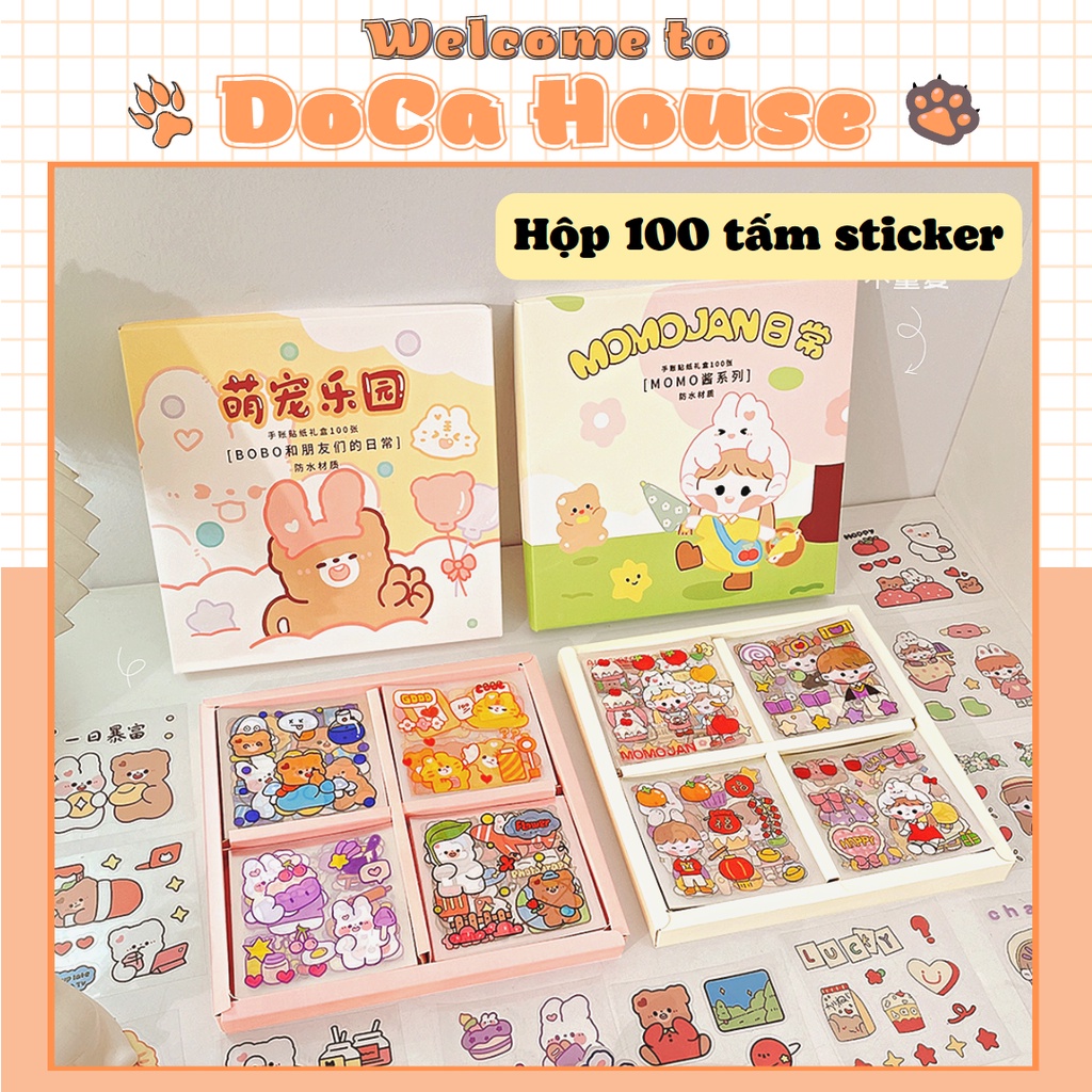 Hộp Sticker 100 Tấm Trang Trí Sổ Tay, Đồ Dùng, Làm Quà Tặng Đáng Yêu ...