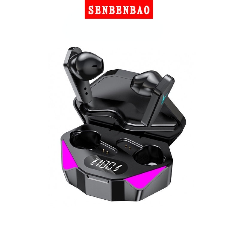 Senbenbao X15 TWS Tai nghe không dây chơi game, chống nước, khử tiếng ồn, điều khiển cảm ứng, Bluetooth cho Android