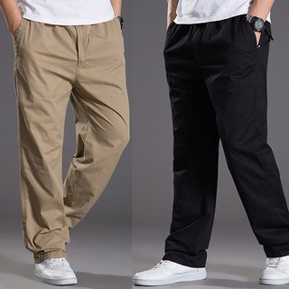 Quần Jogger Cotton Dáng Suông Rộng Co Giãn Phối Túi Có Size Lớn 6XL Dành Cho Nam Giới
