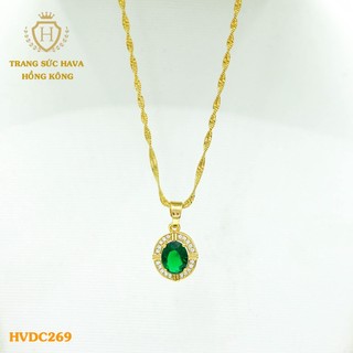 Dây Chuyền Nữ Titan, Vòng Cổ Mặt Đính Đá Xi Mạ Vàng Non 24k Cao Cấp - Trang Sức Hava Hong Kong