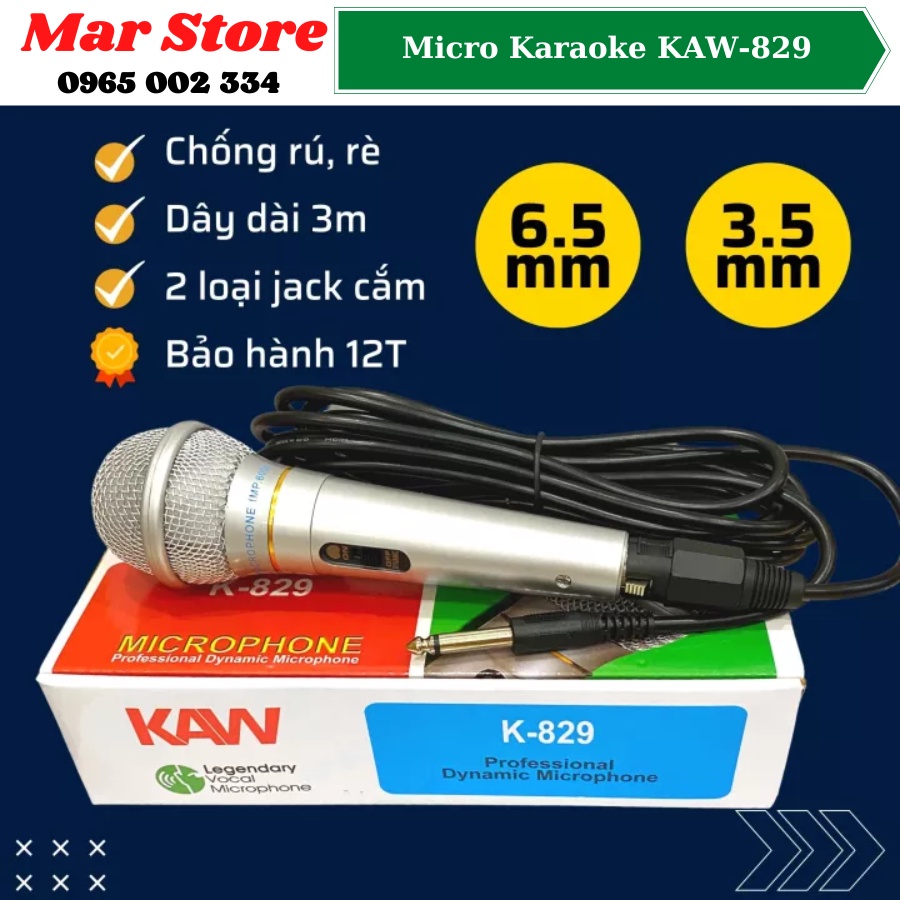 Micro karaoke KAW mẫu mới bắt âm tốt, micro có dây hát karaoke bảo hành lỗi 1 đổi 1