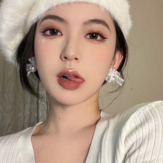 Khuyên Tai Thắt Nơ Ren Đính Ngọc Trai Phong Cách Pháp Đơn Giản Cá Tính Kiểu Mới