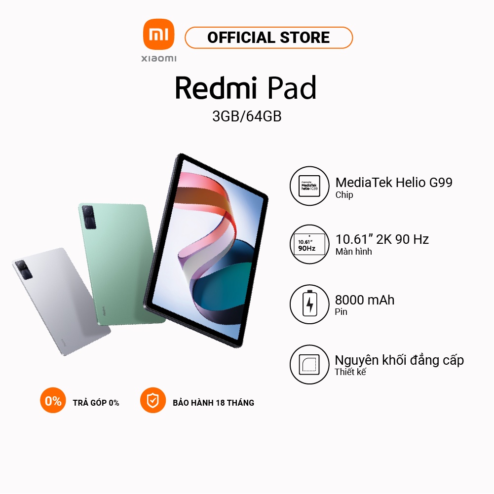 Máy Tính Bảng Redmi Pad 3 64gb Màn Hình Lcd Ips 10 61 90hz 2k