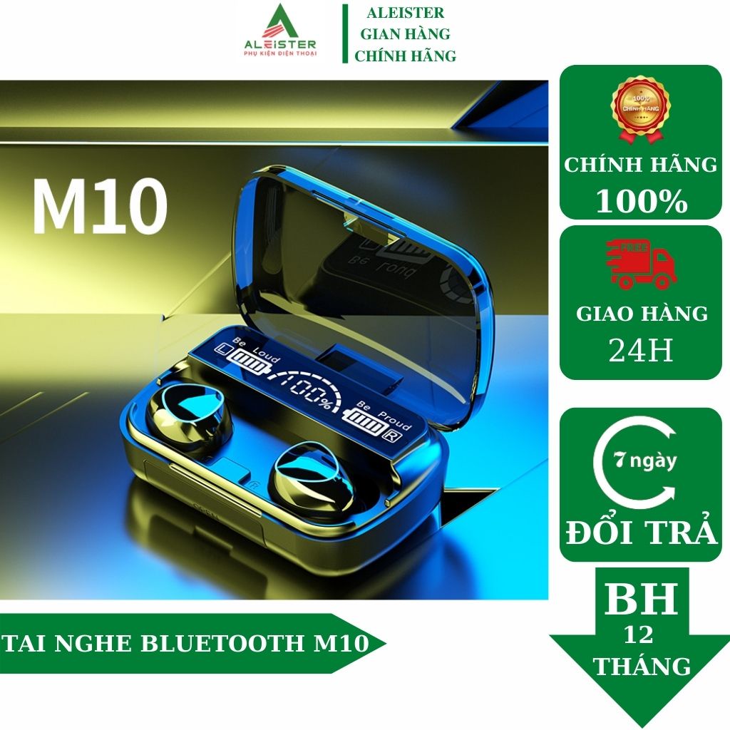 Tai Nghe Bluetooth Aleister M10 Pro Phiên Bản Nâng Cấp Pin Trâu, Nút Cảm Ứng Tự Động Kết Nối
