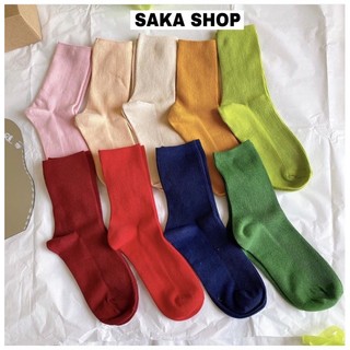 Vớ tất cổ cao trơn màu nam nữ nhiều màu phong cách ulzzang Hàn Quốc