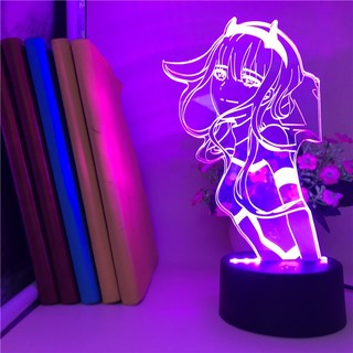 GC9 Darling in the Franxx Zero Two 002 Đèn ngủ Anime 3d Đèn LED từ xa Sạc USB Chiếu sáng Trang trí nội thất Quà tặng CG9