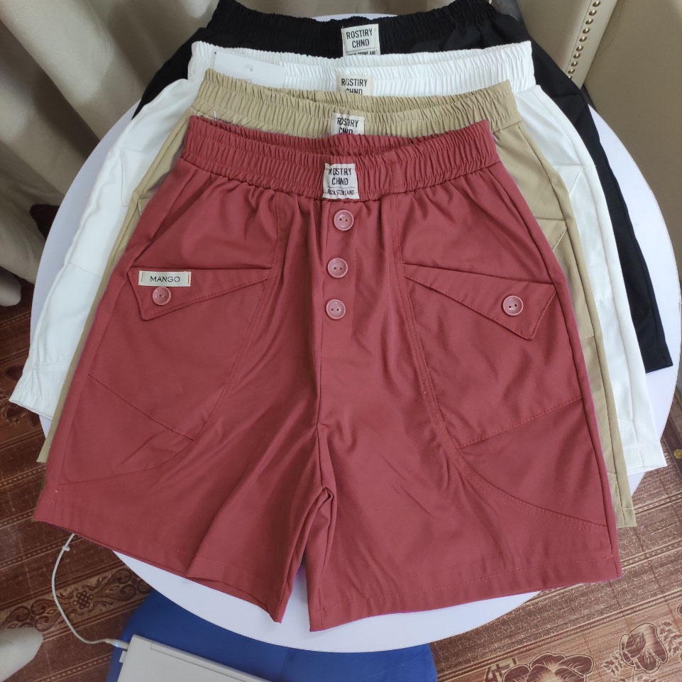 Quần short nữ kaki 3 cúc, quần đùi co giãn tốt mẫu mới đẹp trẻ trung có BIG SIZE 80KG
