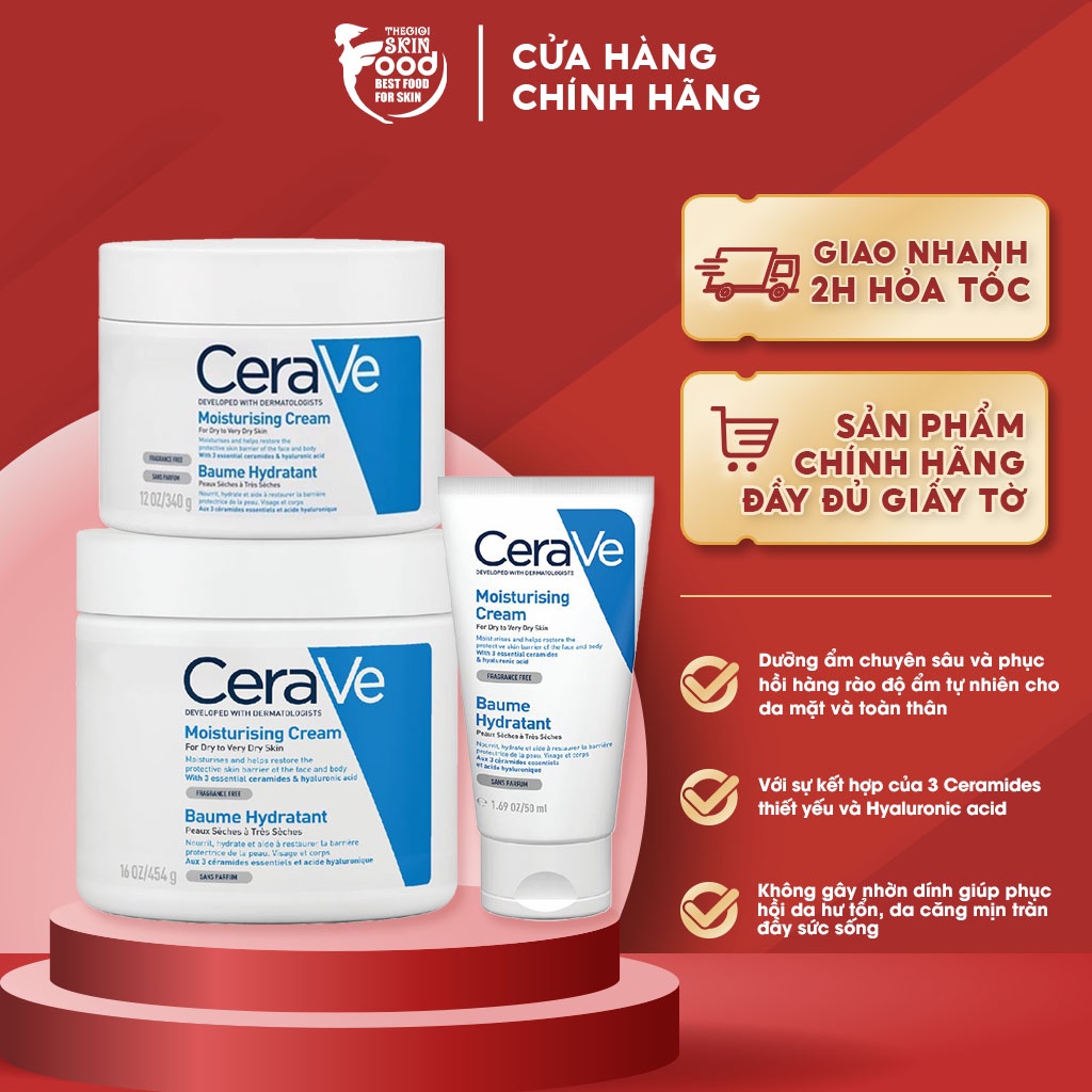 Kem Dưỡng Ẩm Dành Cho Da Khô Cerave Developed With Dermatologists Moisturising Cream 454g 1156