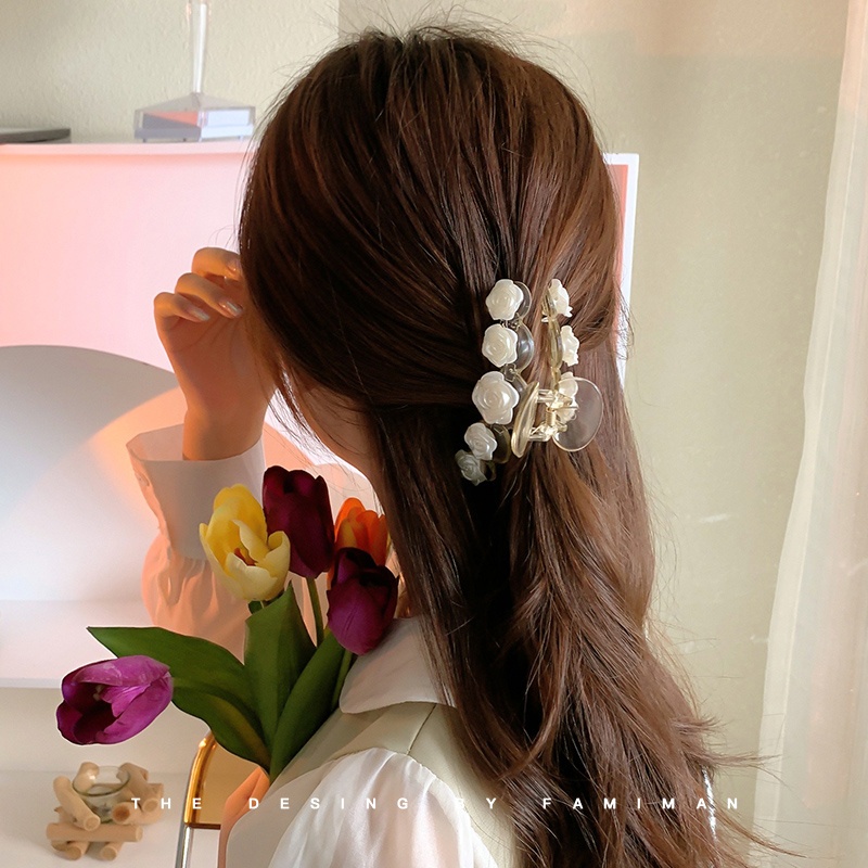 Kẹp Tóc Càng Cua Đính Hoa Trà Xinh Xắn Phong Cách Retro Cho Nữ Empoli