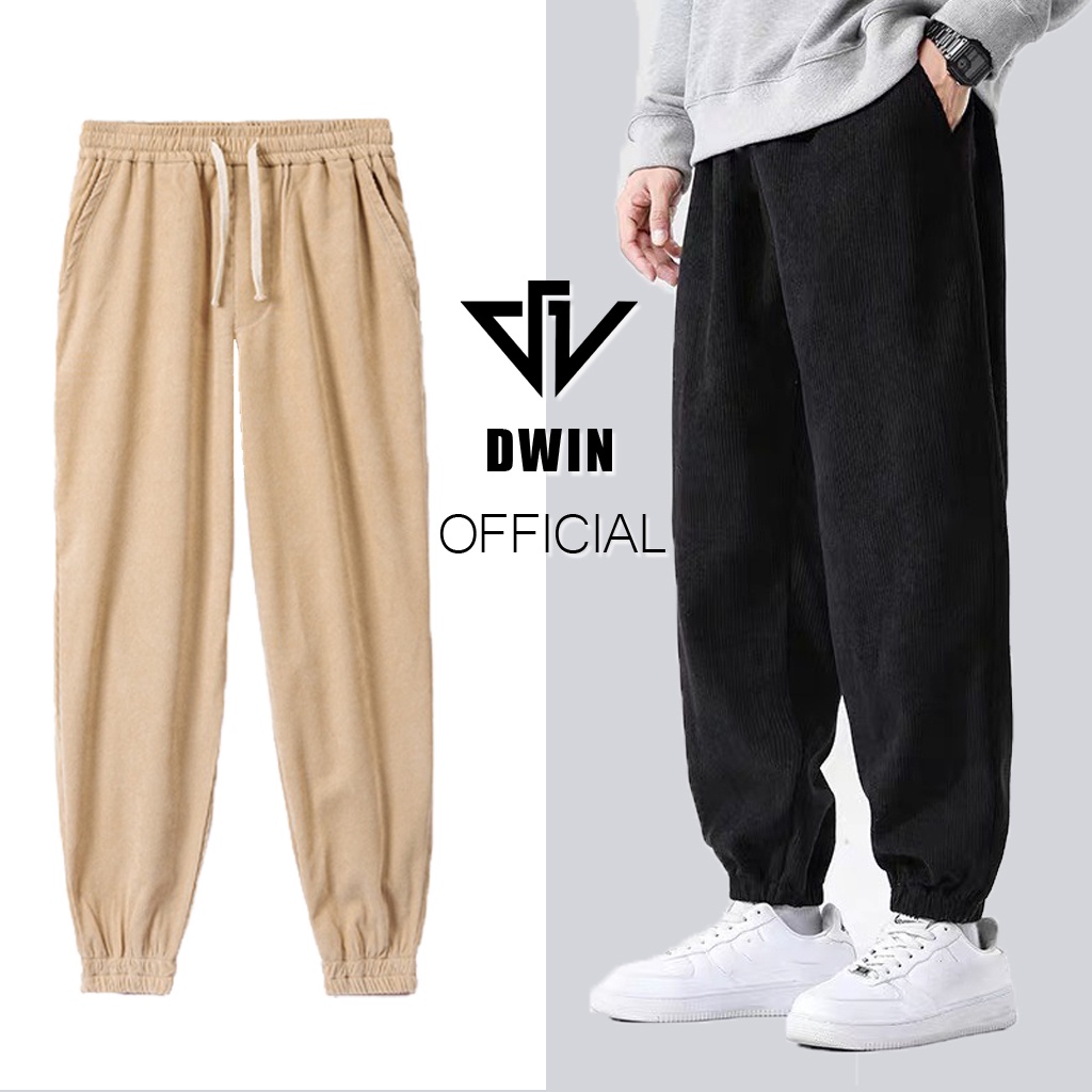 Quần jogger Nam Nữ Dwin bo ống basic Unisex chất liệu nhung tăm cao cấp
