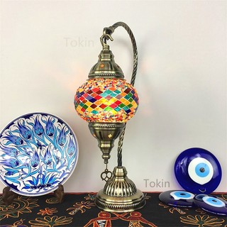 Đèn Để Bàn Mặt Kính Họa Tiết Mosaic Thủ Công Kiểu Vintage Thổ Nhĩ Kỳ Lãng Mạn