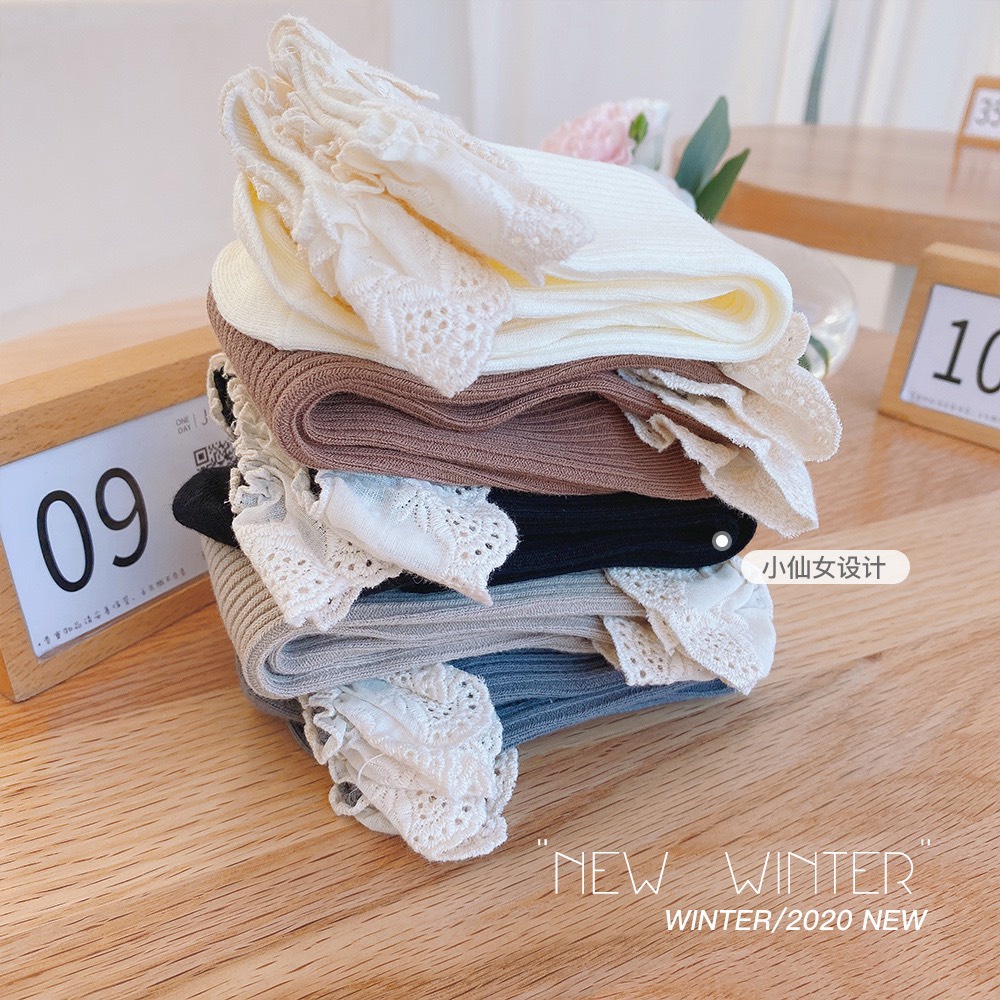 Tất/vớ đùi đính ren vintage cao cấp phong cách Hàn Quốc cho bé 0-8 tuổi mesocshop