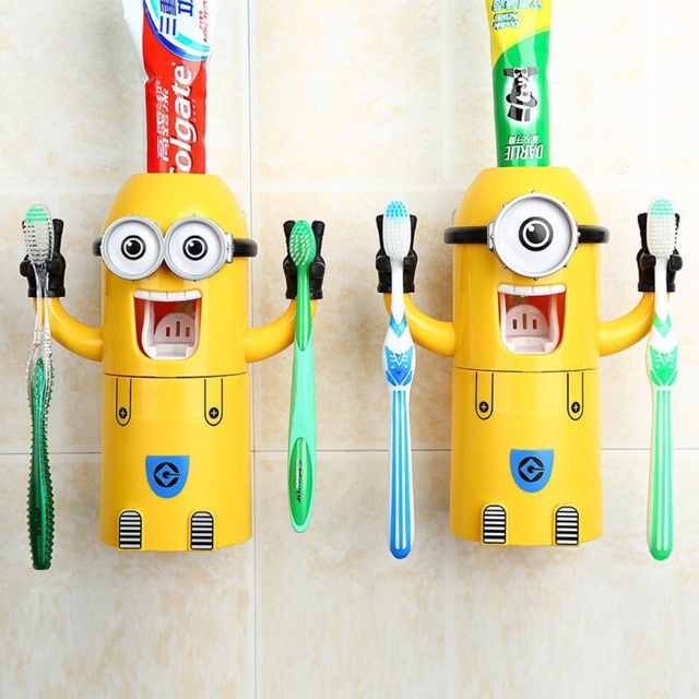 BỘ NHẢ KEM ĐÁNH RĂNG MINION tặng kèm kem đánh răng than tre BAMBO