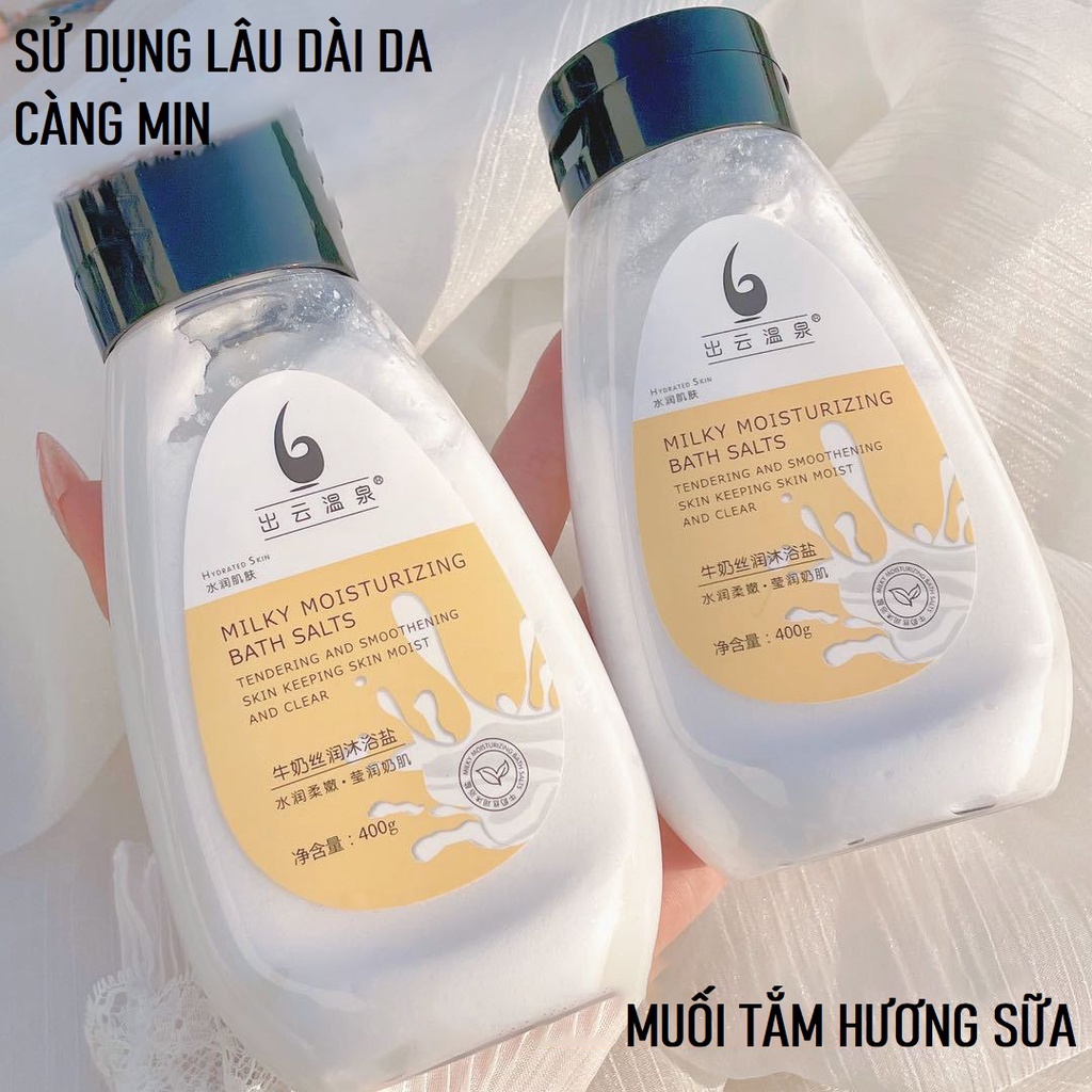[Chai 400ml] Sữa Tắm Muối Biển Dưỡng Trắng, Xóa Mụn, Hết Viêm Da Cơ Địa Milky Moisturizing Bath Salts Giúp Tẩy Tế Bào Ch