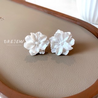 Kim Bạc 925 Nhật Bản Và Hàn Quốc Bông Tai Camellia Tươi Với Cá Tính Phong Cách Đại Học Hoa Trắng Nhựa Bông Tai Thời Trang Và Bông Tai