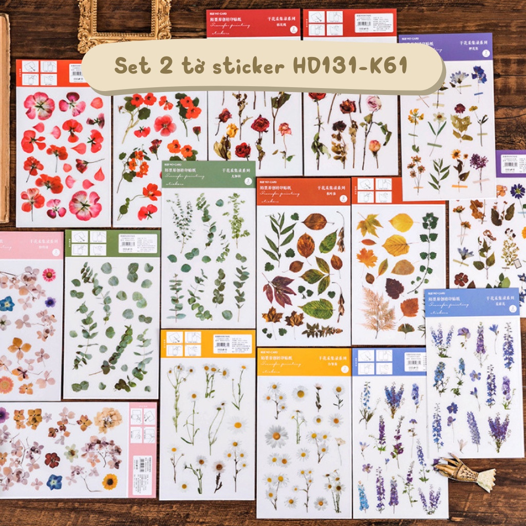 Sticker dán sổ vintage mẫu hoa khô retro HD131-K61 DIY Crafts, Scrapbook, Journal, Diary, Planner.