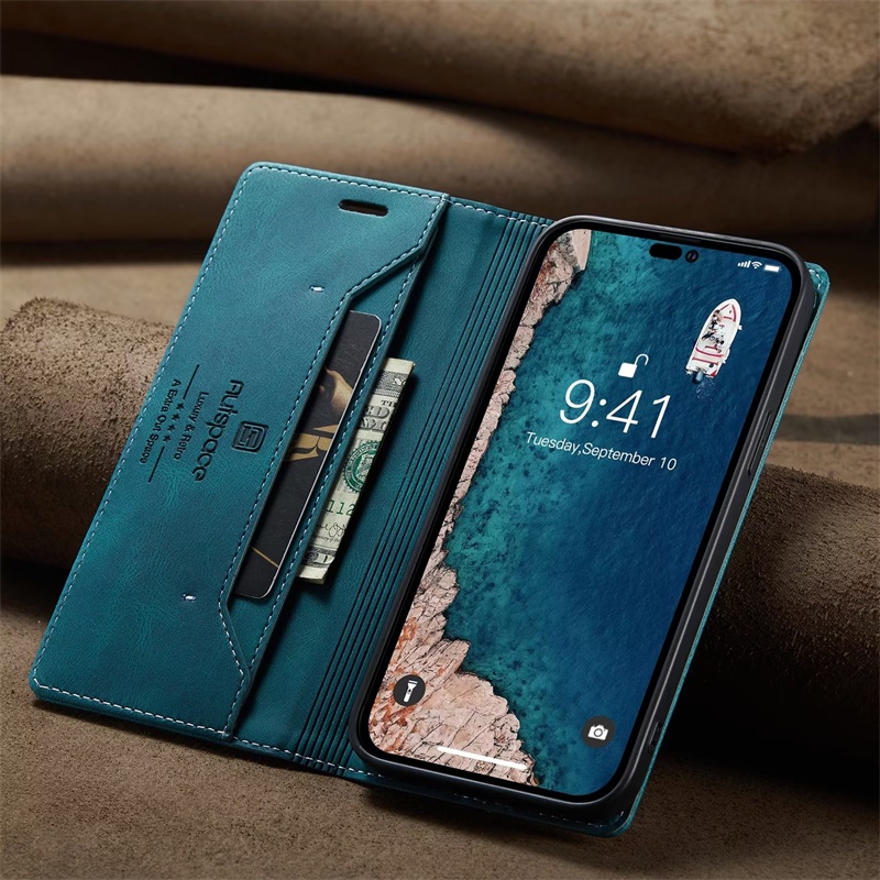 Dành Cho iphone 6 6s 7 8 Plus X XS XR 11 Pro Max SE 2 3 2020 2022 Vintage Flip Cover Mờ Khe Cắm Thẻ Ví Da