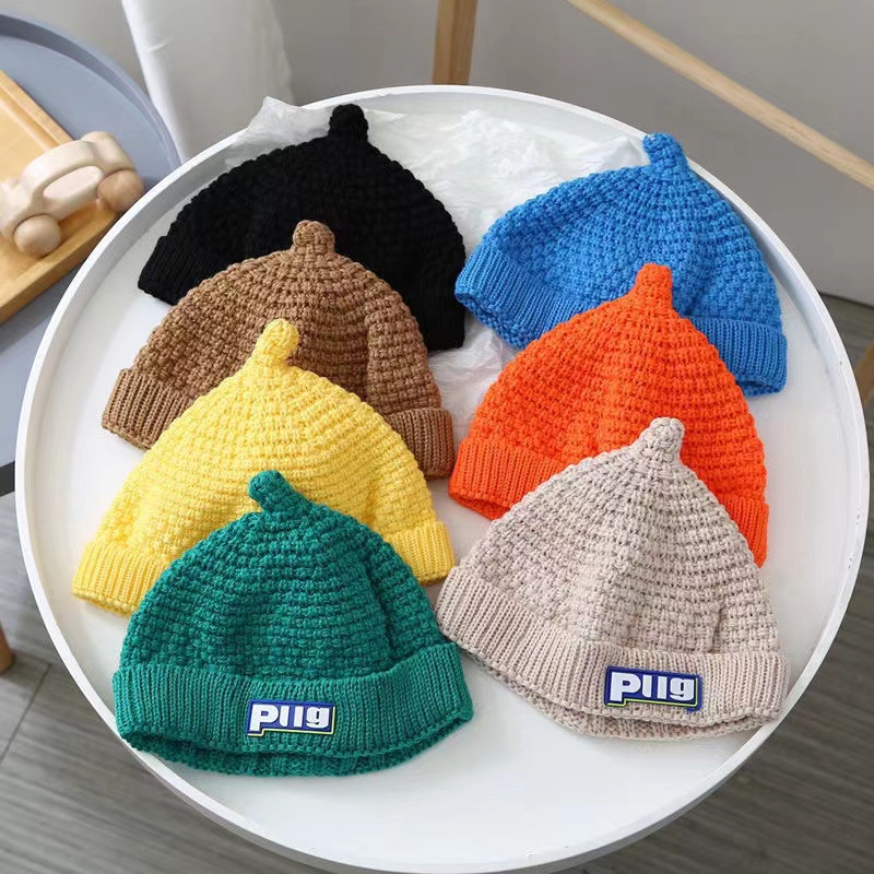 Mũ len thu đông nón len trùm đầu giữ ấm PUG cho bé thiết kế đơn giản ...