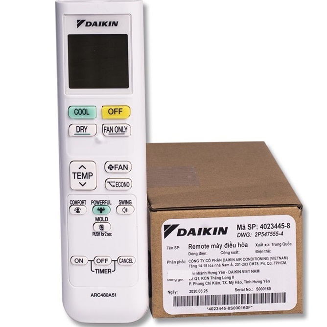 Ảnh Remote ARC480A51 cho máy điều hòa Daikin ATKA25/35UAVMV, FTKA25/35/50/60UAVMV 1