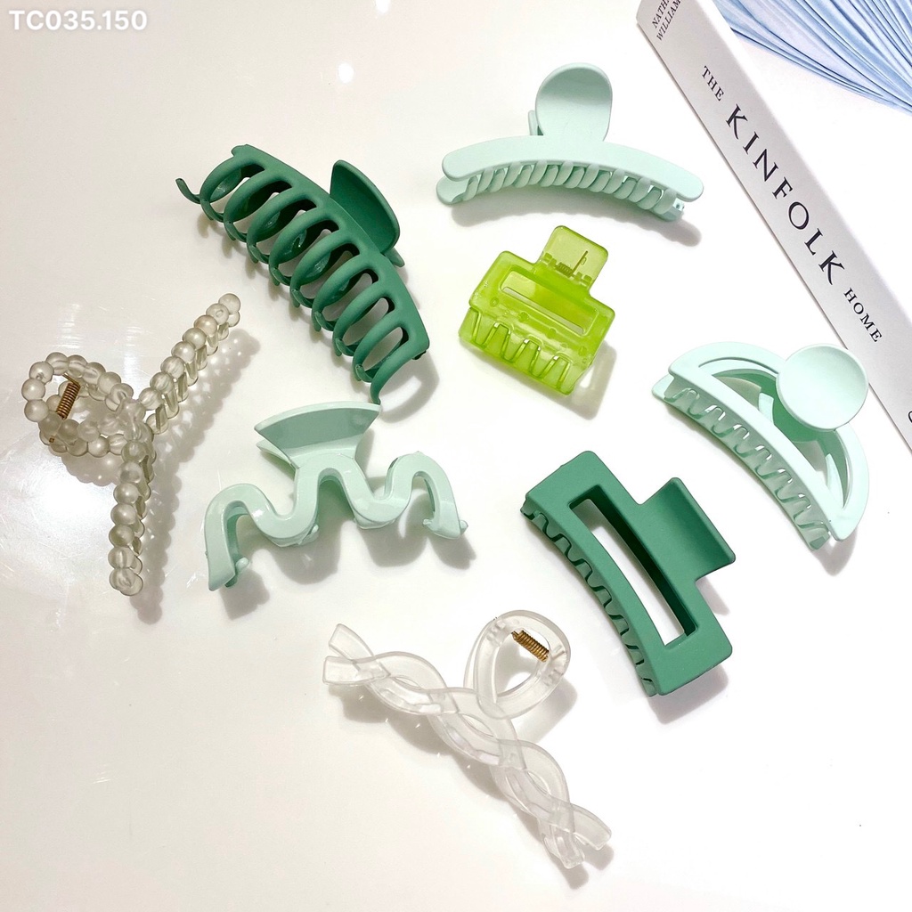 Set kẹp tóc Maihouse nhiều kiểu dáng xinh xắn lớn nhỏ màu xanh lá xanh biển xanh bơ trẻ trung - TC035