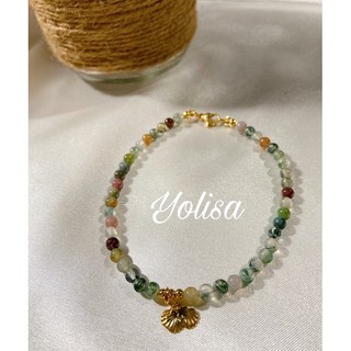 Lắc chân nữ chuỗi hạt đá kết hợp cùng charm sò