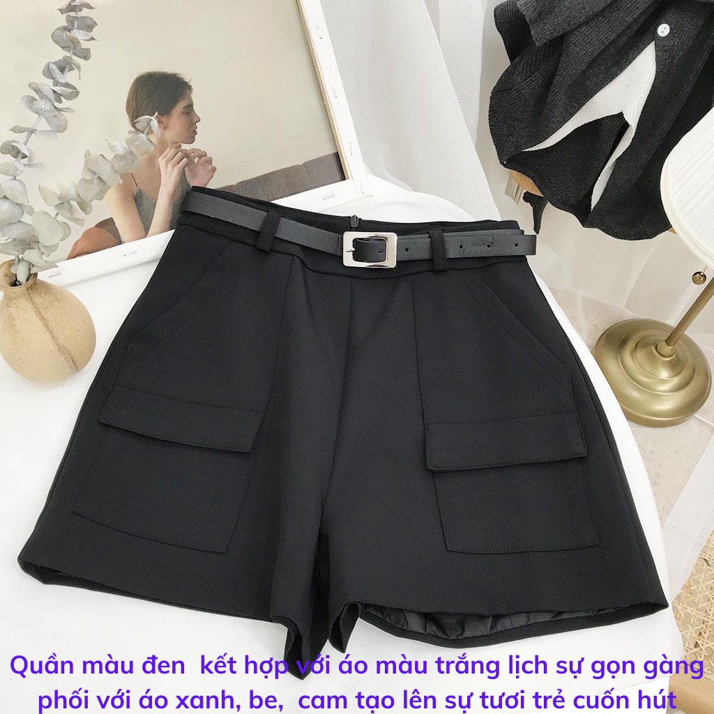 Quần short nữ cạp cao túi nắp không kèm đai 1 lớp mẫu mới siêu đẹp 2024