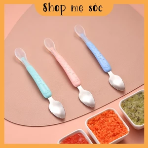 Thìa Nạo Hoa Quả 2 Trong 1 Cho Bé Tập Ăn Dặm - Đầu Inox Và Đầu Silicon Mềm Chất Liệu Cao Cấp mesocshop